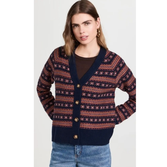 Faherty Highland Fair Isle Cardigan S - Picture 7 of 16